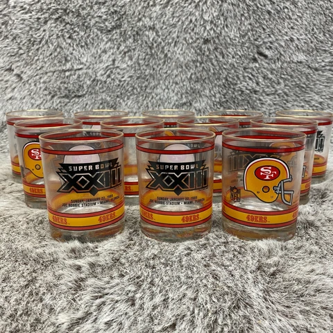 San Francisco 49ers Super Bowl XXIII 1989 Vintage Glasses Complete Case of 12 Cover