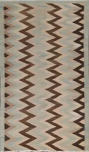 Chevron Natural Dye Kilim Afghan Oriental Area Rug Reversible Hand-woven 5'x9' - Picture 1 of 12