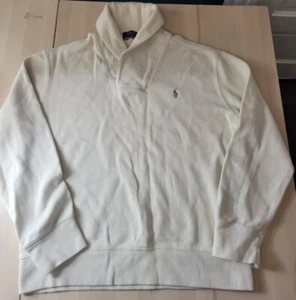 Polo Ralph Lauren Large Men's Quarter Button Luxury Jersey Shaw Pullover White - Picture 1 of 5
