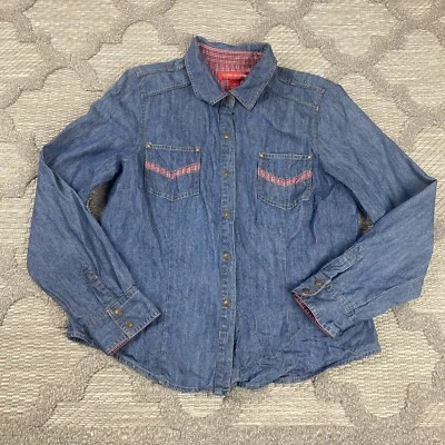 Gloria Vanderbilt Shirt Womens Size Large Blue Denim Button Snap Long Sleeve - Image 1 of 4