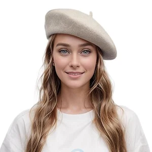 Wool Blend Women Beret Hat French Beret Cap Winter Fashion Solid Color Hat fo... - Picture 1 of 7