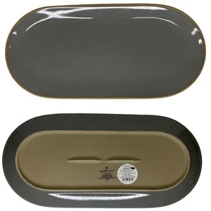 Hearth & Hand Oval Platter Stoneware Gray Exposed Rim 15” Magnolia Serving Tray - Picture 1 of 12