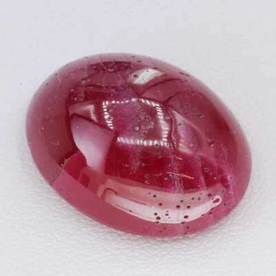 33.5ct Recrystallized Opaque Strong Red Ruby Cabochon 22x17 Lab Grown  - Image 1 of 4