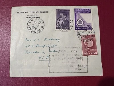SOUTH VIETNAM 1959 COVER RARE DA LAT POSTMARK TO USA RED CROSS ANNIVERSARY - Image 1 of 2