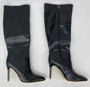 Knee High Black Pointed Toe and Heel Boots - Size 9.5-10 - NIB - Picture 1 of 14