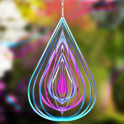 Outdoor 3D Flowing Wind Spinner Stainless Steel Chime Ornament Metal Garden Deco - Image 1 of 4