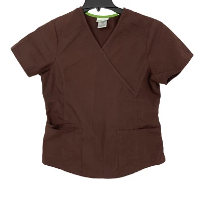 Blusa Médica Scrub Star Mujer Talla S Con Bolsillos Marrón Sólido Foto 1 de 4