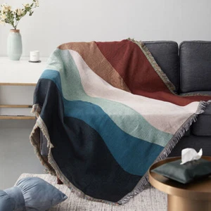 Large -XX Large Abstract Wavy Mountain Cotton Throw Blanket Decorative Tapestry - Bild 1 von 5
