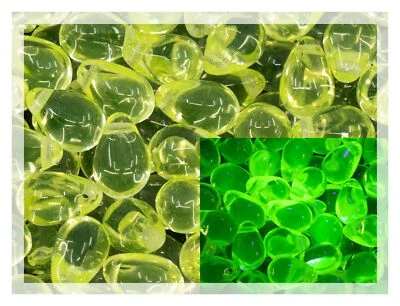 BOHEMIA CRYSTAL VALLEY Czech 50-Piece Glass Beads 6x9mm Teardrop Transparent Yellow URANIUM GLASS (g