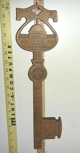 Wall ART - Decorative 17" Long WOOD KEY - Hand Made - Picture 1 of 10