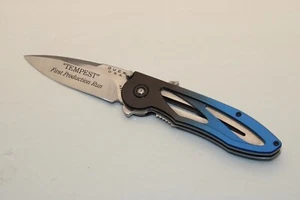 BUCK KNIFE 295 TEMPEST ASAP OPENING 420HC BLADE BLUE TO BLACK FADE USA MADE - Picture 1 of 6