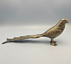 Vintage Large Brass Metal Pheasant Bird Desk Ornament Figurine Paperweight - Picture 1 of 8