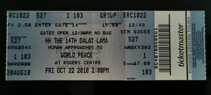 2010 HH the 14th Dalai-Lama Ticket (Unused) - excellent condition - Picture 1 of 2