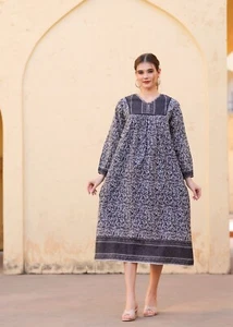 Hand Block Printed Dress | Summer Midi Dress | Cotton Maxi Dress Women Dress - Bild 1 von 8