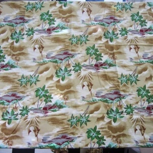 50cm x 85cm Vintage Tiki Island Sewing Fabric 1950s 1940s? Marlin Fish Palm Tree - Picture 1 of 5