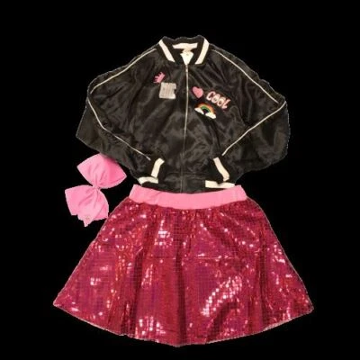 Nickelodeon JoJo Siwa Bomber Jacket with Skirt + Pink Bow Girls Large 12-14 NWBD - Image 1 of 4