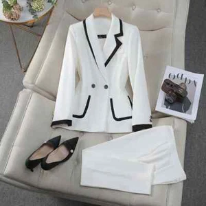 Chaqueta Blazer Blanco Sólido Ropa Profesional Mujer Negocios Ropa Formal Traje - Imagen 1 de 11