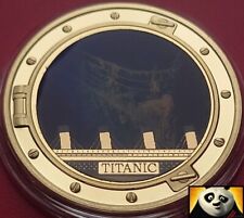 2022 33mm RMS Titanic Voyage April 1912 Gold Plated & Pad Print Coin Medal (*17)