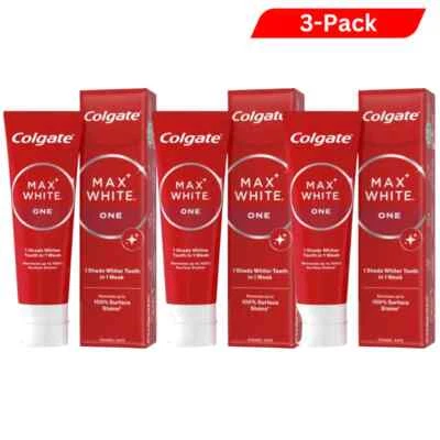 3 x Colgate Max White One White Teeth Visible Fluoride Toothpaste 75 ml - Image 1 of 2
