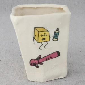 Adam Spuryear FPOAFM Collective Pottery Cup Vase Bunny Bong Tofu Drinking 40 oz - Picture 1 of 7