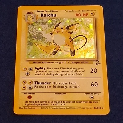 2000 Pokemon Raichu Vintage Holo 16/130 Tail Swirl Any 3 Free Ship - Image 1 of 3