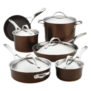 Anolon Nouvelle Luxe 11-teiliges Kupfer und harteloxiertes Kochgeschirr Set (Zobel) - Bild 1 von 13