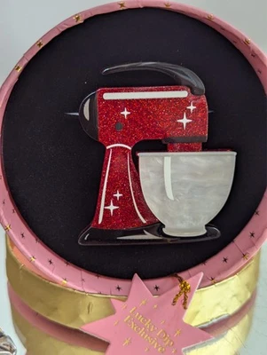 Erstwilder Spin Me Right Round Red Stand Mixer Resin Brooch Pin NWT LD Exclusive - Image 1 of 4