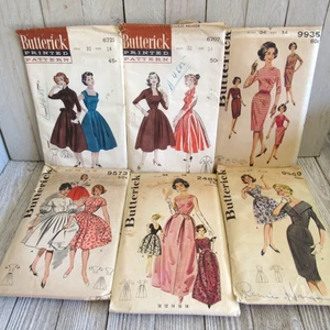 Vintage Sewing Pattern Lot Of 6 Fit and Flare/Hourglass Dress SZ 14 Bust 32-34 - Picture 1 of 8