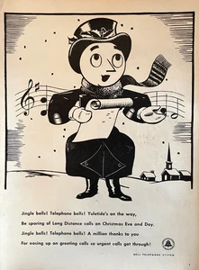 1946 Klingeltelefon Weihnachten Vintage Druck Werbung Jingle Bells Caroler - Bild 1 von 1