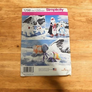 Simplicity Craft Pattern 1298 Plush Animals US One Size Used but Uncut - Picture 1 of 4