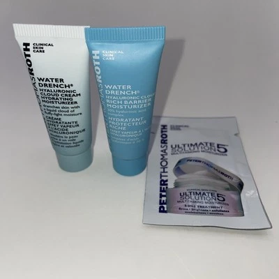 3Pc Peter Thomas Roth Sample Skincare Lot Water Drench Hyaluronic Cloud Moisture - Image 1 of 4