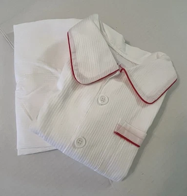 Pears & Bears, Child's Sz-5, White w/ Red Piping 2-Pc PJ Set, Cotton - Image 1 of 4