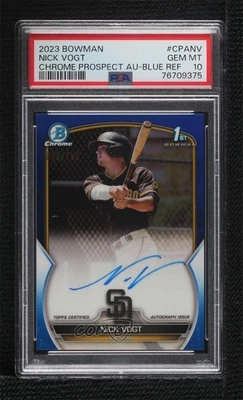 2023 Bowman Chrome Prospect Blue Refractor /150 Nick Vogt PSA 10 GEM MT Auto - Image 1 of 2