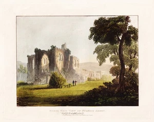 Furness Abbey Cumbria Inglaterra Grabado En Aquatinta Fielding 1820 - Picture 1 of 1