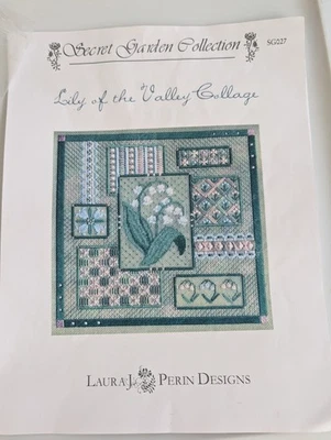 'Lily of The Valley Collage On Canvas (SG027) by Laura J Perin Needleworks - Image 1 of 4