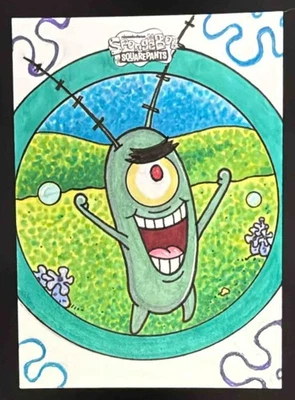 2025 Topps Chrome SpongeBob SquarePants 25th Plankton Artist Sketch #1/1 - Image 1 of 2
