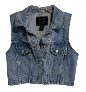 Vintage 90s Be Bop Clothing Cropped Denim Vest Sz Medium Made In USA - Picture 1 of 9
