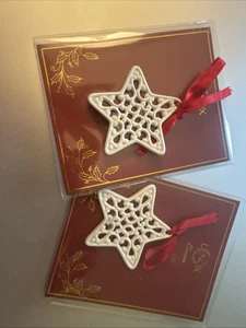 Lenox Charms durchbohrt Spitze Stern Weihnachten Urlaub Ornamente Porzellan 2 Stck. - Bild 1 von 2