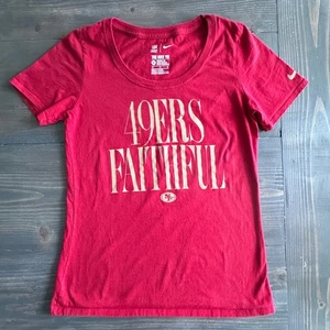 NFL Team Apparel Nike Red Athletic Cut 49ers Faithful T- Shirt Womens Size M - Picture 1 of 6