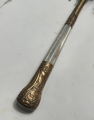 Antique Victorian Parasol Umbrella Handle Gold Filled Mother Of Pearl - Image 1 of 4