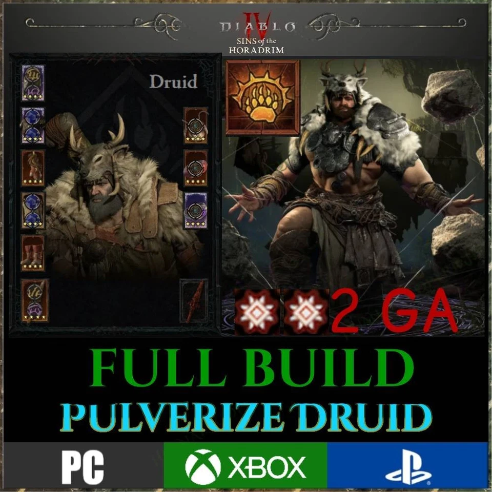 💥Diablo 4💥Pulverize Druid💥 ENDGAME BUILD 💥SEASON 9 SINS OF HORADRIM S9 D4 - Image 1 of 1