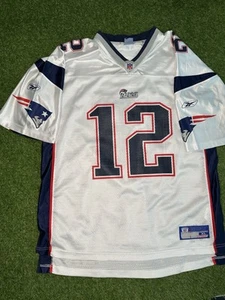 Vintage Tom Brady #12 Patriots Reebok Jersey XL White NFL Equipment Rare VTG - Picture 1 of 5