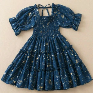 Summer Dress For Girls 3-8Years Sequin Ruffle Short Sleeve Clothes Evening Party - Picture 1 of 20