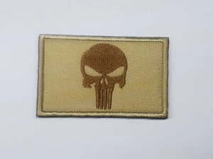 Punisher Skull Hook and Loop Patch Badge Tactical Morale Camo Army Khaki - Picture 1 of 2