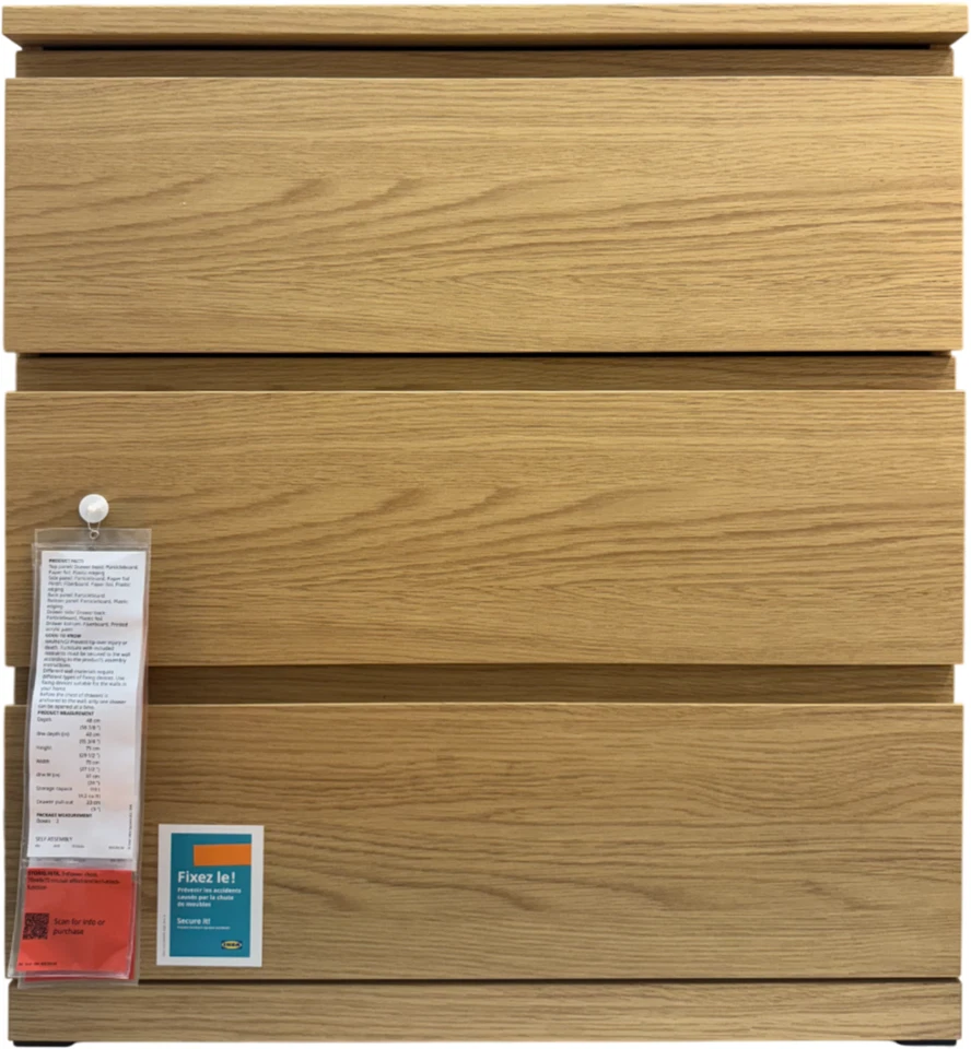 Новый IKEA STORKLINTA 3-ящик разблокировать функция якорь груди дуб эффект 805.592.92 - Изображение 1 из 1