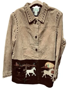 THE QUACKER FACTORY HORSES WOMENS SOUTHWEST JACKET SIZE LARGE - Picture 1 of 5