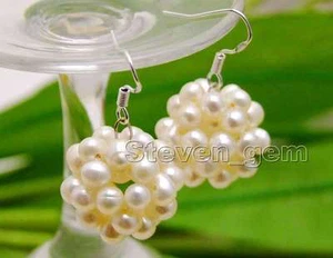 18-20mm Round Natural White Pearl Earring for Women Jewelry Weave Dangle Earring - Picture 1 of 13