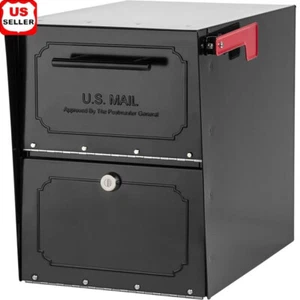 Locking Parcel Mailbox High Security Post Mount Durable Metal Construction New - Picture 1 of 11