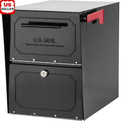 Locking Parcel Mailbox High Security Post Mount Durable Metal Construction New - Image 1 of 4
