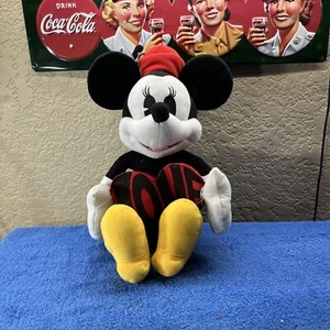 Walt Disney World Minnie Mouse Plüschpuppe mit blauem gepunktetem Kleid & Schleife 11 Zoll - Bild 1 von 3